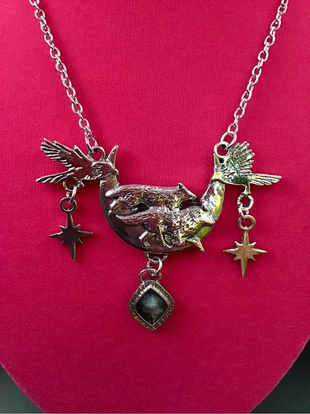 Wolves and Moon Necklace